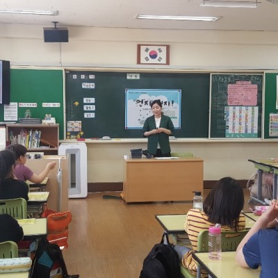 한산초등학교에 미세먼지 수업이 진행되었답니다^^